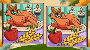 Thanksgiving Spot The Difference Game: Food Puzzle